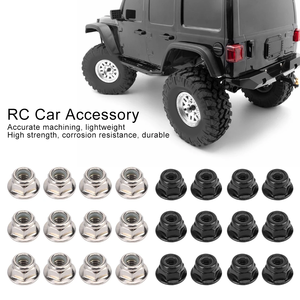 Hochfeste Sicherungsmutter |   Präzise angepasst an TRX4/TRX6/SCX10 | 1/10 RC Kletterauto Metallrad Sicherungsmutter (4mm)