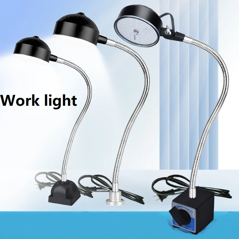 LED Workshop Industrial Working Lamp 12W 110-220V Flexible 30-50cm Gooseneck Magnetic Base LED Work Lamp For Workbench Lathe