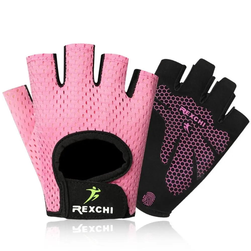 1Pair Summer Women Men Silicone Non-Slip Sweat-Proof Breathable Fitness Sport Outdoor Half-Finger Gloves Gym Power Bicycle Glove