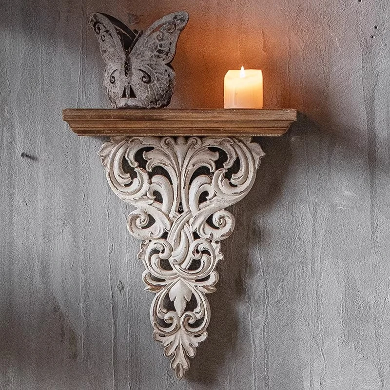 

American home wall rack, wall hanging carved shelf bedroom wall baffle