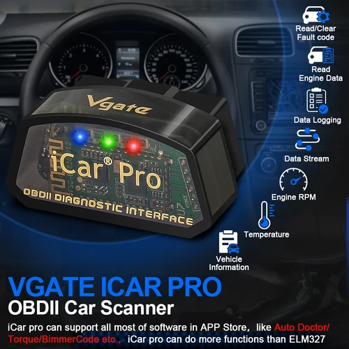 Imagen 2 del producto Vgate iCar Pro elm327 V2.3 OBD 2 OBD2 herramienta de diagnóstico de coche WIFI Bluetooth 4,0 para herramienta de escaneo IOS ODB2 escáner automático PK ELM 327 V1 5