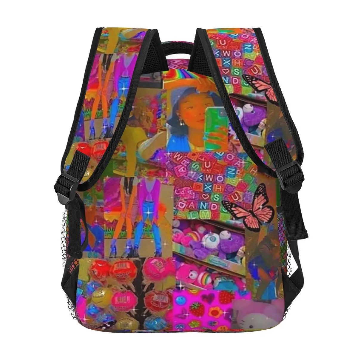 Indie ästhetische Collage Rucksäcke Jungen Mädchen Bücher tasche Kinder Schult aschen Cartoon Reise Rucksack Umhängetasche große Kapazität