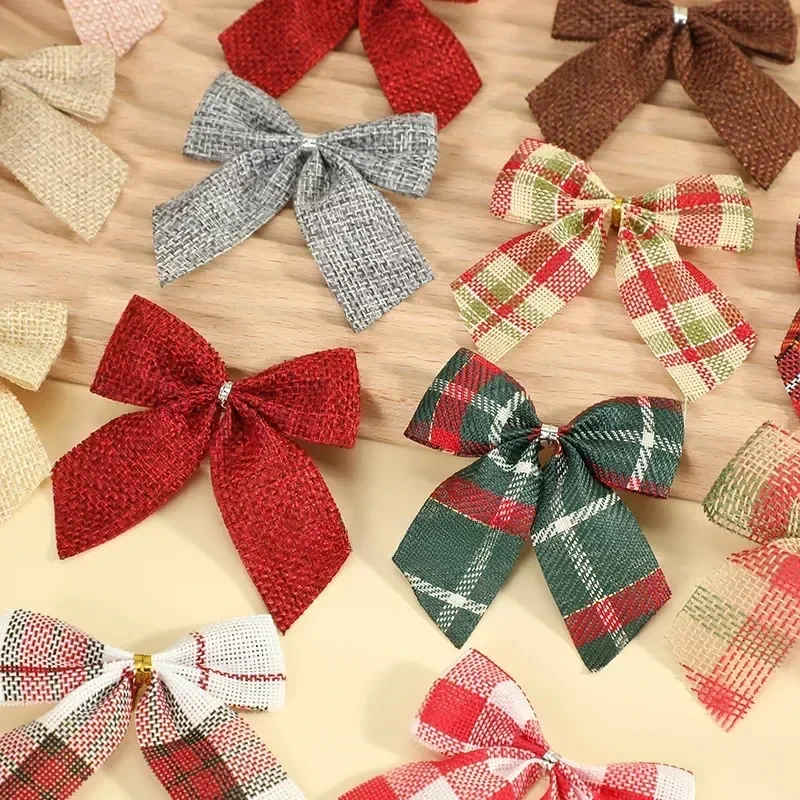 

24/5pcs Christmas Bows Christmas Ornaments Gold Red Bows Christmas Tree Ornaments 2025 New Year Decorations Mini Bows Gift Wrap