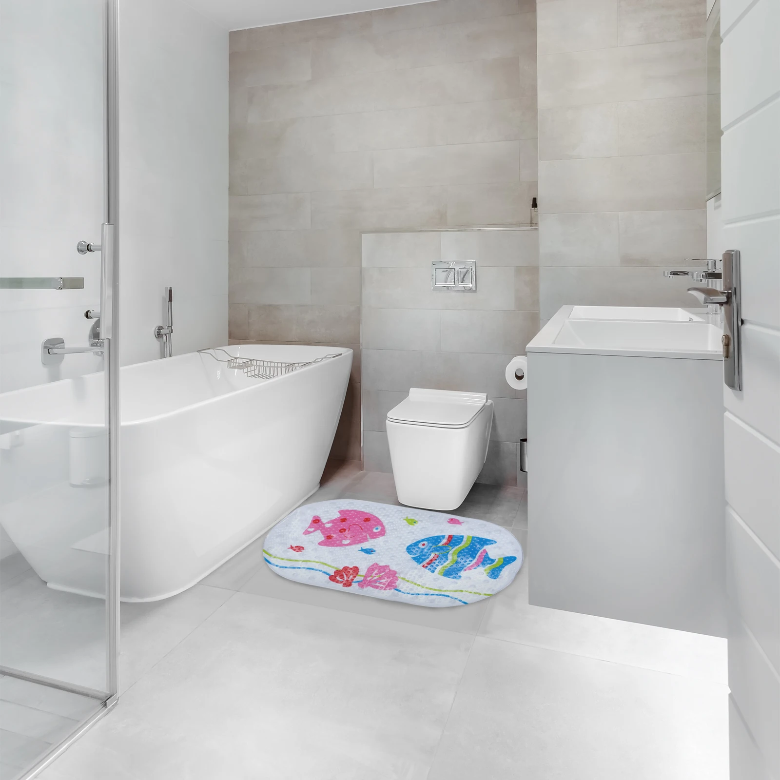 

1Pcs Anti-Slip Shower Mat Flexible Eco-Friendly Bath Floor Pad Foot Massage Cobblestone Design Bathtub Non-Skid Pad