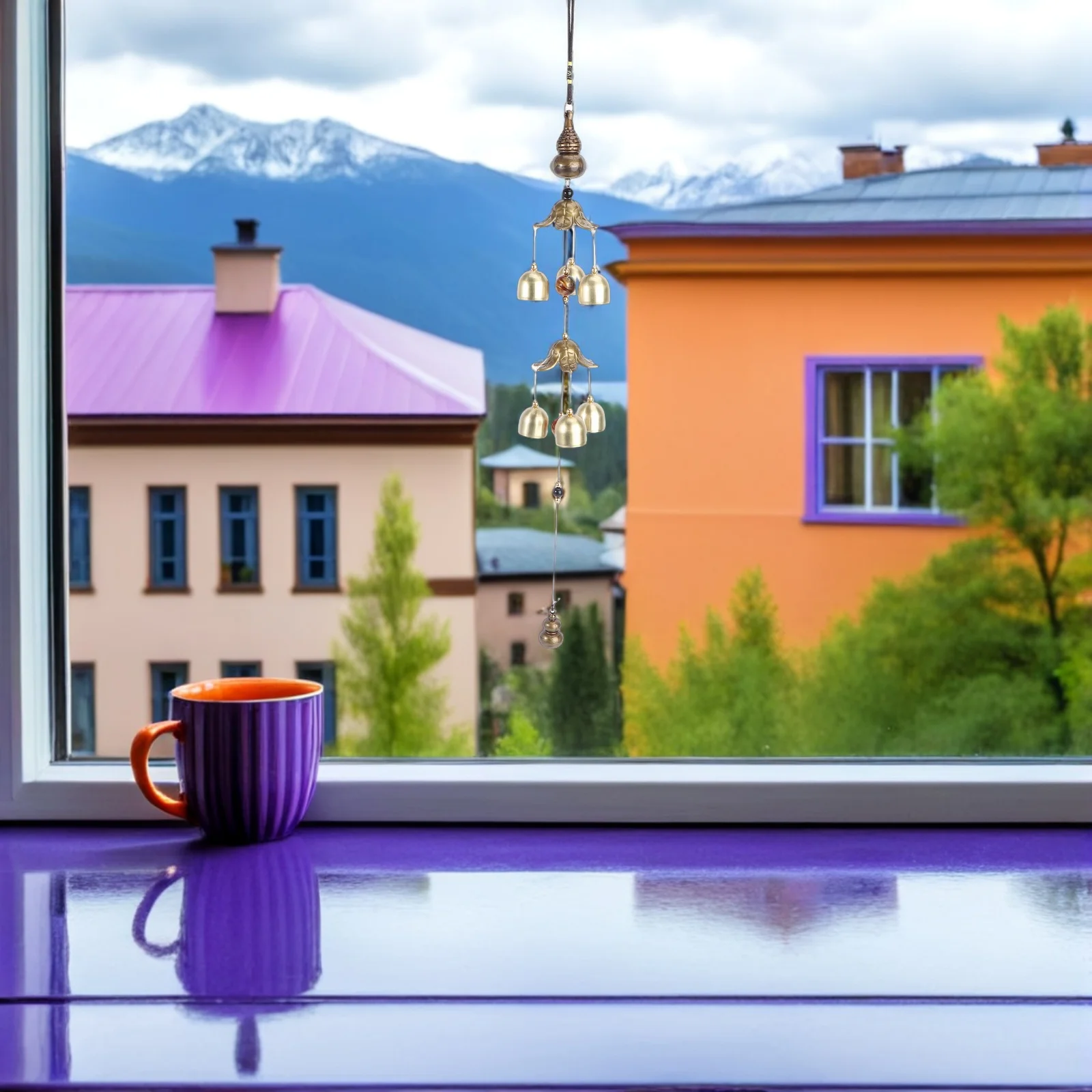 

2Pcs Chinese Lucky Bell Ornament Metal Hanging Wind Chime for Good Luck and Wishes Vintage Blessing Decor for Porch Backyard