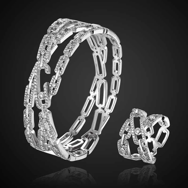 2023 Best Classic Geometric Lucky Beads 3A Zirconia Bracelet Ring for Women Luxury Elegant Fashion Wedding Party Jewelry Gift