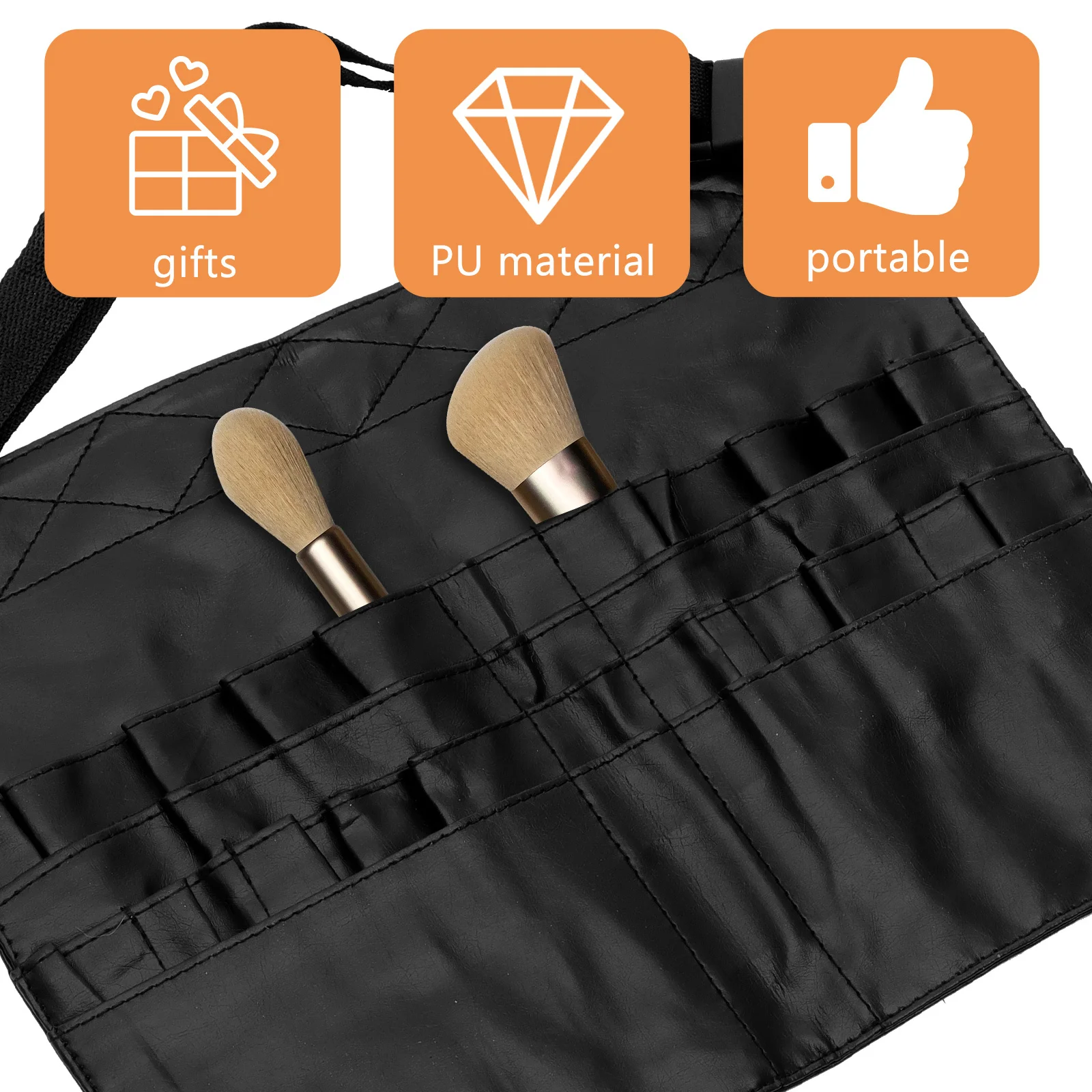

Makeup Waist Bag Professional Brush Belt Handmade Soft PU Practical Makeup Apron Bag for Women
