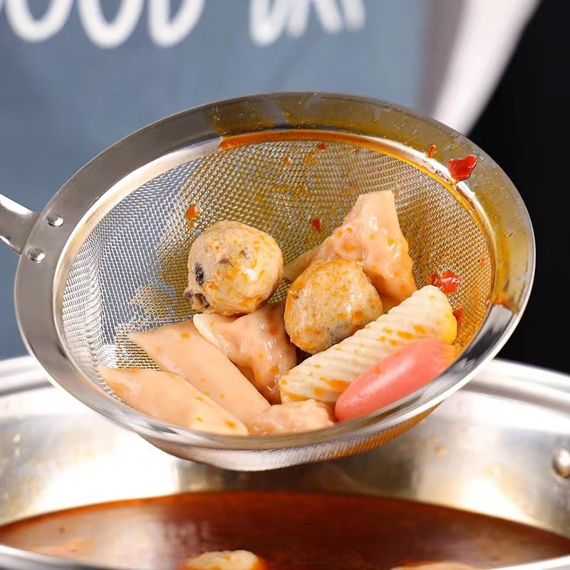 Fine Mesh Oil Skimmer Stainless Steel Strainer Sieve Juice Egg Filter Colanders Coffee Tea Vegtables Filtering Food Kitchen Tool