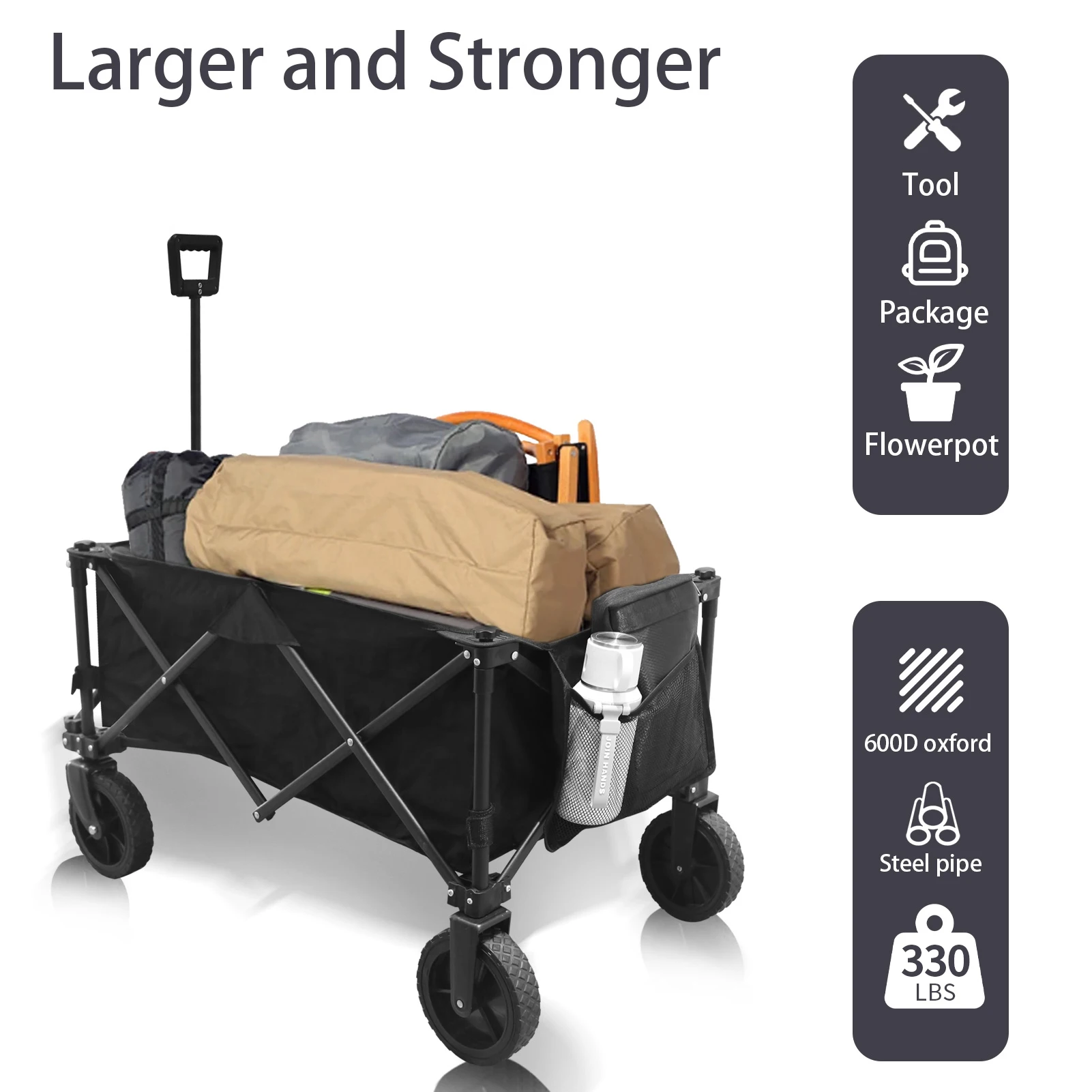 عربة قابلة للطي في الهواء الطلق عربة محمولة سعة كبيرة متعددة الوظائف الناقل عربة اليد عربة التخييم الشاطئ نزهة عربة بعجلات #2