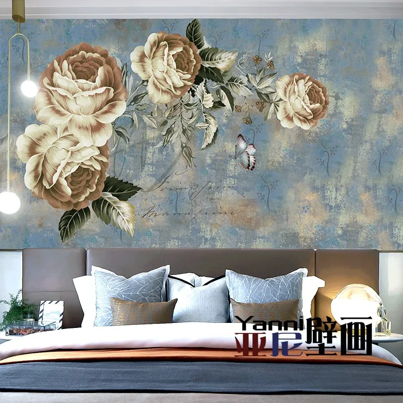 

Custom 3d wallpaper mural Nordic hand-painted retro oil painting flower background wall papel de parede vinilo decorativo pared