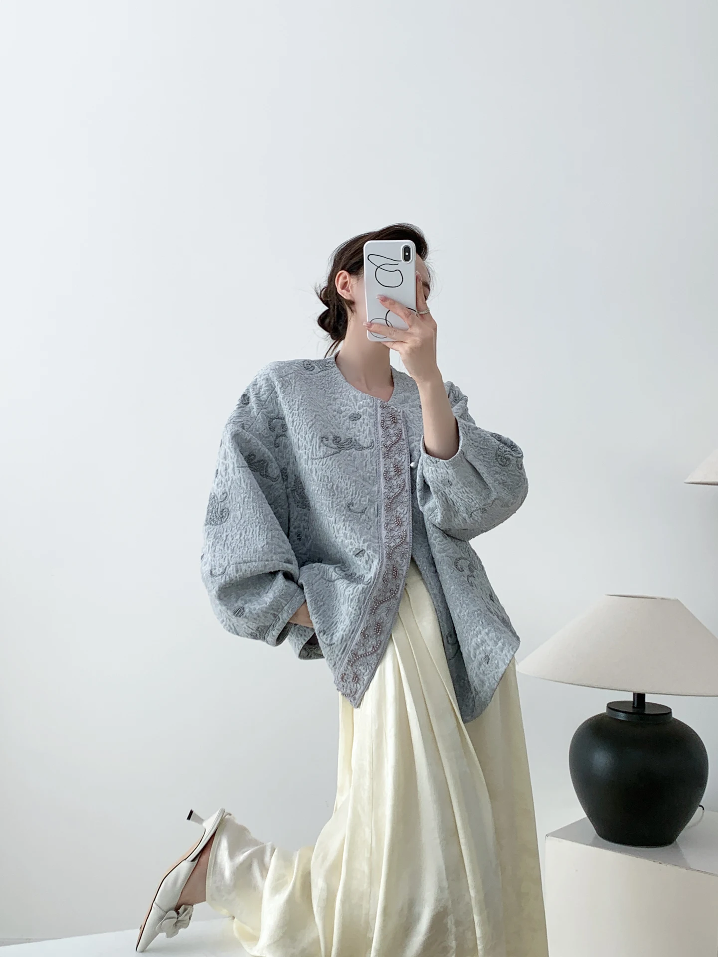 

New Chinese Sle Women's Baseball Jaet Spring Autumn Unique Embroidery Outerwear Comfortable Loose Fit Polyester Blend