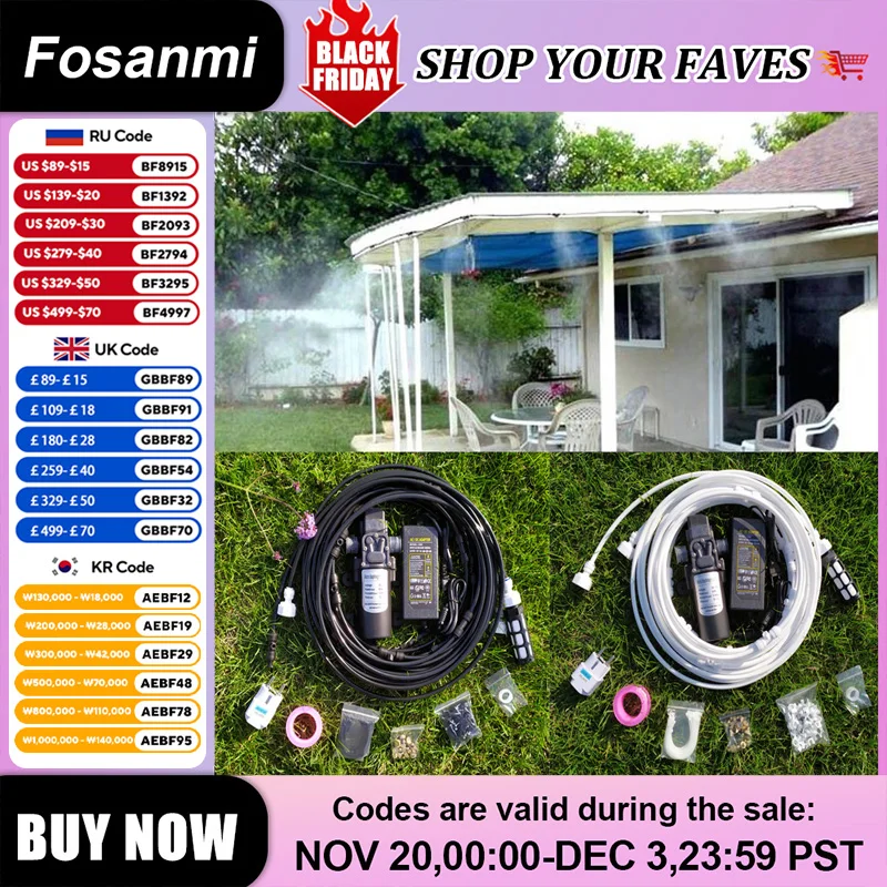 

Garden Water Mist Spray Electric Diaphragm Pump Kit Greenhouse irrigation Outdoor Misting Cooling System 6-18M