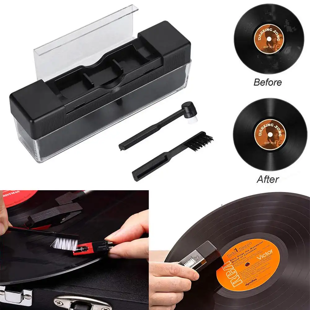 3Pcs/Set Vinyl Record Turntable Cleaner Anti Static Dust Remover Brush for Phonograph Turntable LP Vinyl Records Cleaning Kit