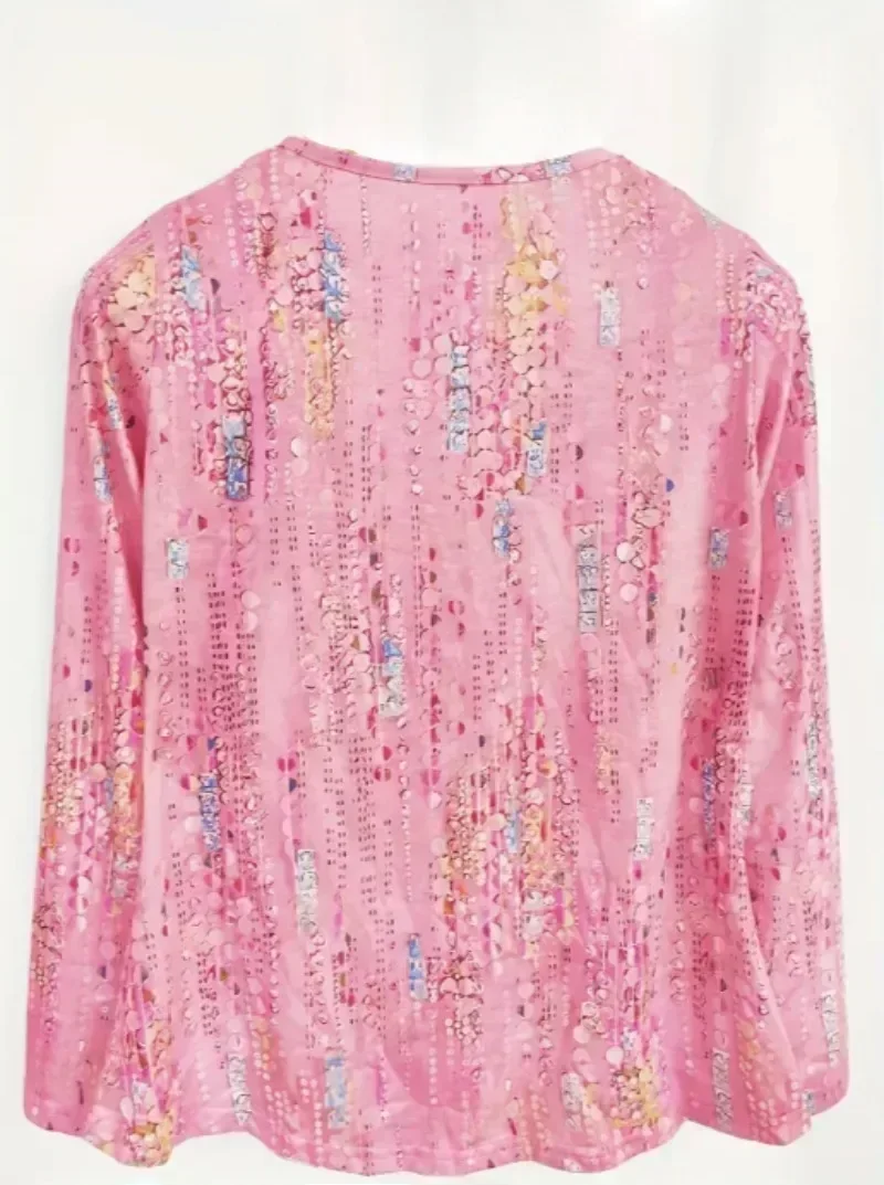 플러스 Size1XL-5XL 여성 봄 여름 패션 티셔츠 숙녀 캐주얼 탑 라운드 넥 세련된 쿼터 슬리브 티셔츠