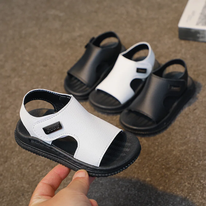 

Children Beach Sandals New Handmade Stitching Non Slip Durable Sandals Kids Shoe Fashion Soft Leather Baby Sandal Casual Sandals