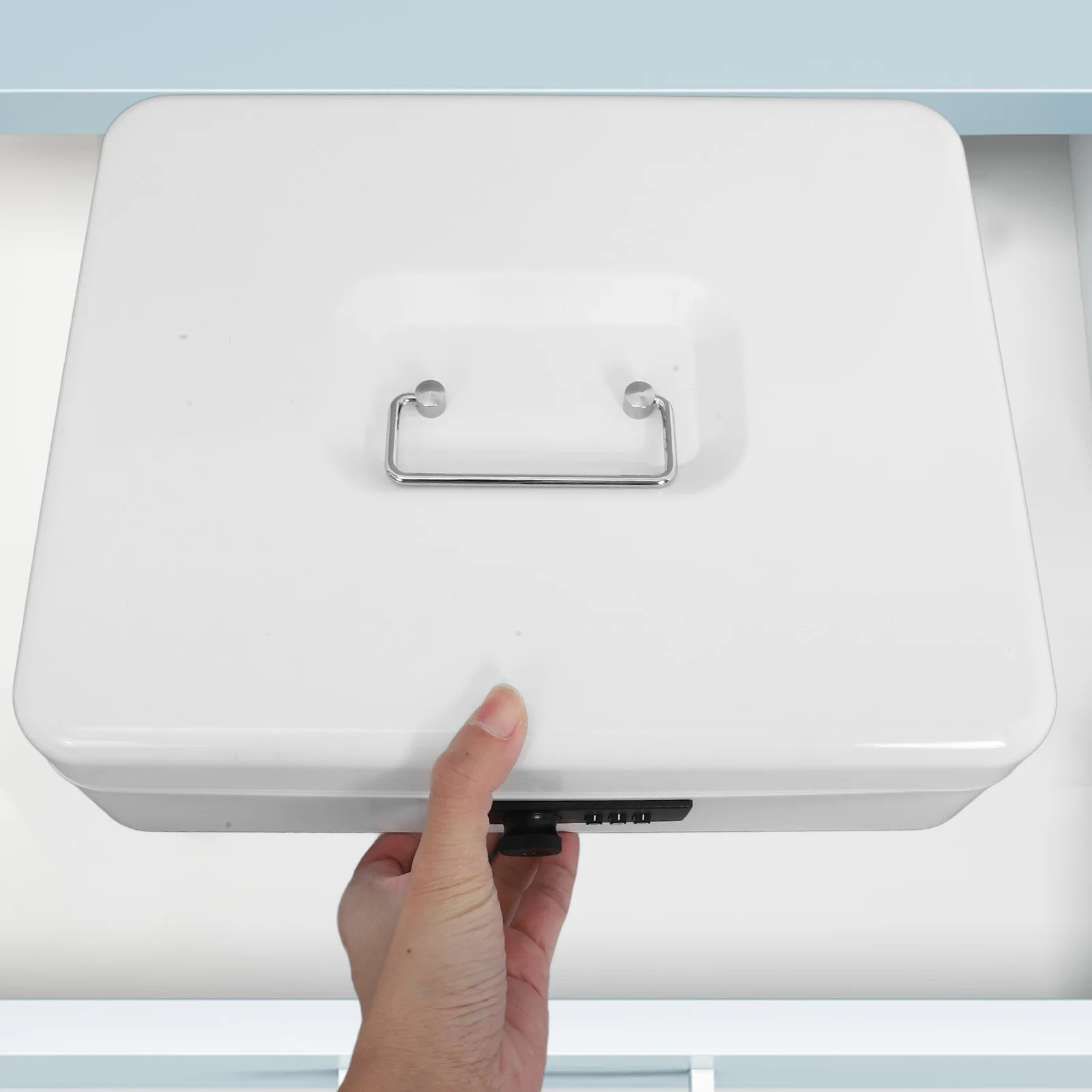 Metal Cash Box with Password Lock Strong Unbreakable Design for Secure Money Storage Large Capacity Iron Savings Bank for Home