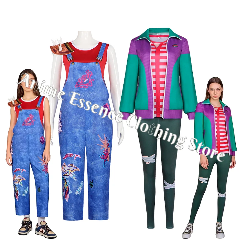 

Forgotten Island Jo Cosplay Costume Overalls Top Hairband Props Outfit for Halloween Carnival Party Raissa Role Playing Full Set
