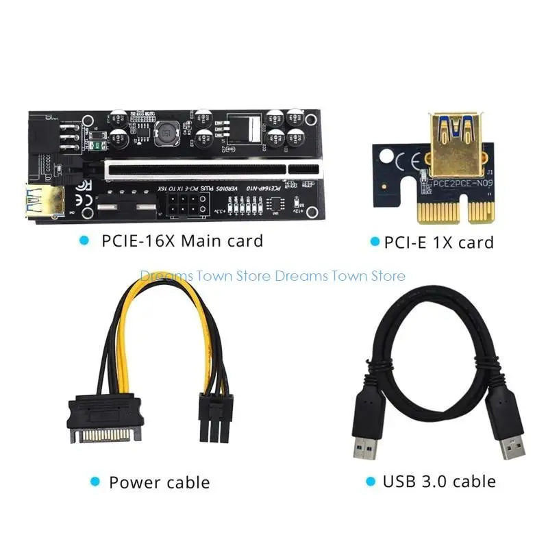 HX6A PCIE Ver010s Graphics Card Extension Adapter to X16 Adapter Card 010S 8 Capacitors With 6 LED Lights Marquee