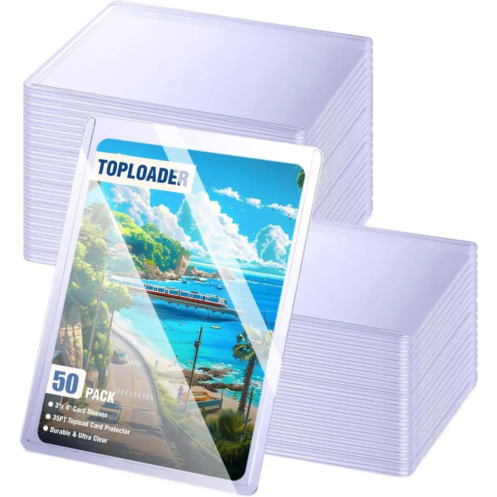 

Набор из 50 карточных пакетов с верхним открытием, жесткие карточные пакеты толщиной 35pt, подходят для коллекционных карточек, бейсбольных карточек, спортивных карточек и т.д.