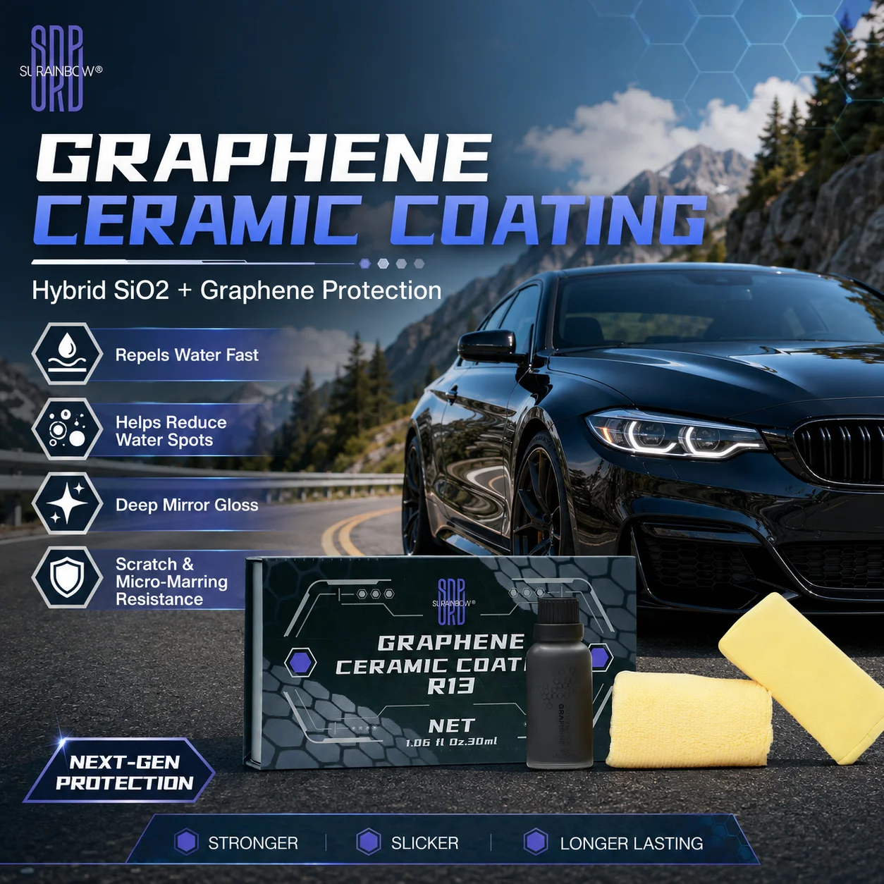 20H Advanced Graphene Ceramic Coating for Cars Kit,Long Lasting Protection, Apply After Car Wash & Paint Correction,Ultra Gloss