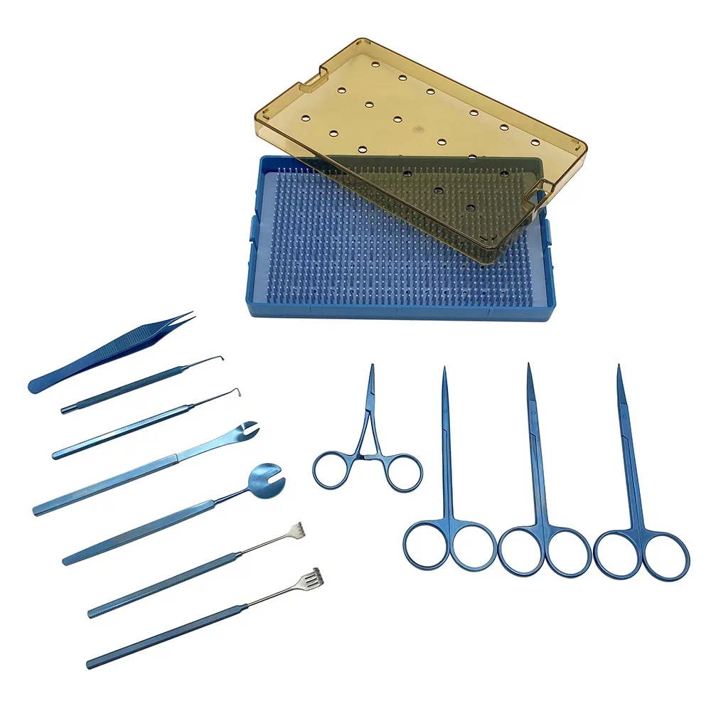 Enucleatie Set Titanium Microscopie Chirurgische Kit Oftalmische Instrumenten Met Sterilisator Doos