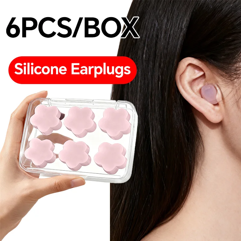 Cute Silicone Flower Ear Plugs for Sleeping, Swimming - Soft Noise Cancelling Silicone Gel Wax Earplugs for Sleep and Swimmers
