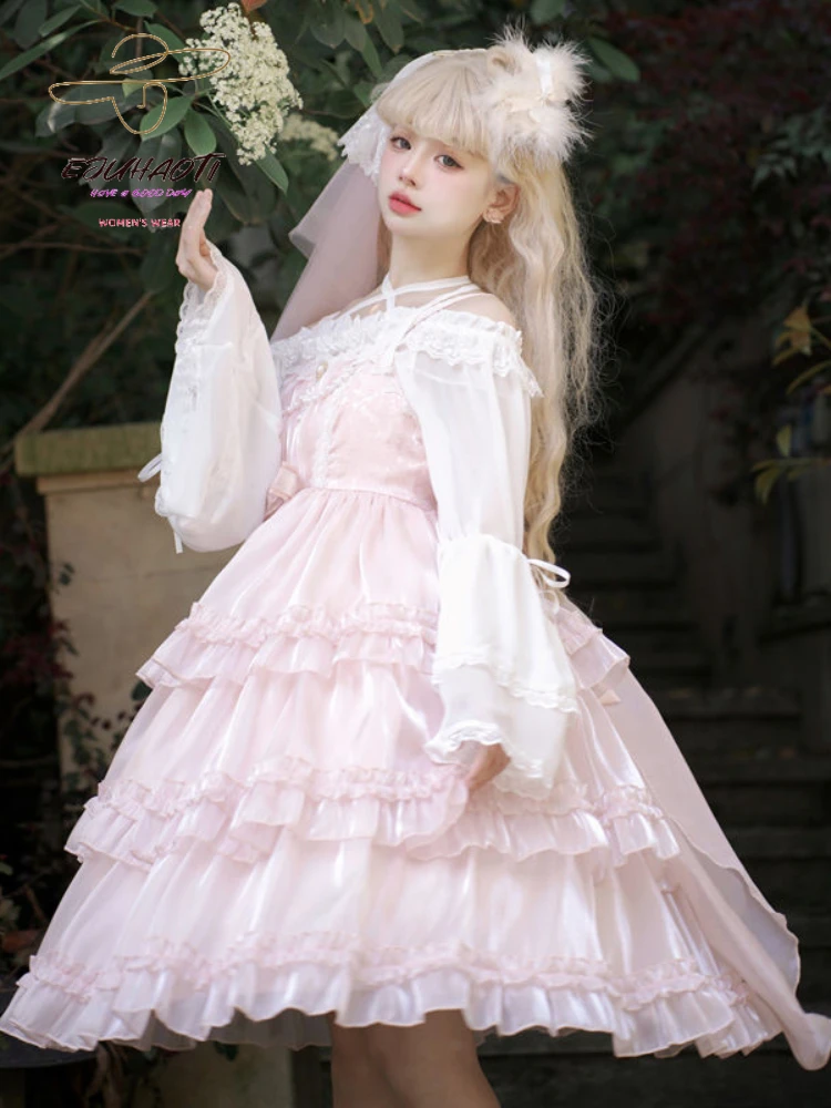 Star Yarn Love Song Lolita Dress Authentic Original JSK Three Section Cake Dress Solid Color Lolita Sling Skirt Free Shipping