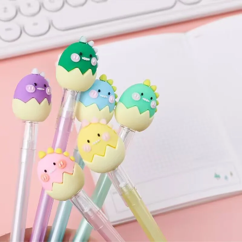 48pcs/lot Kawaii Dinosaur Erasable Gel Pen Cute 0.5mm Blue Ink Signature Pens Office School Supplies