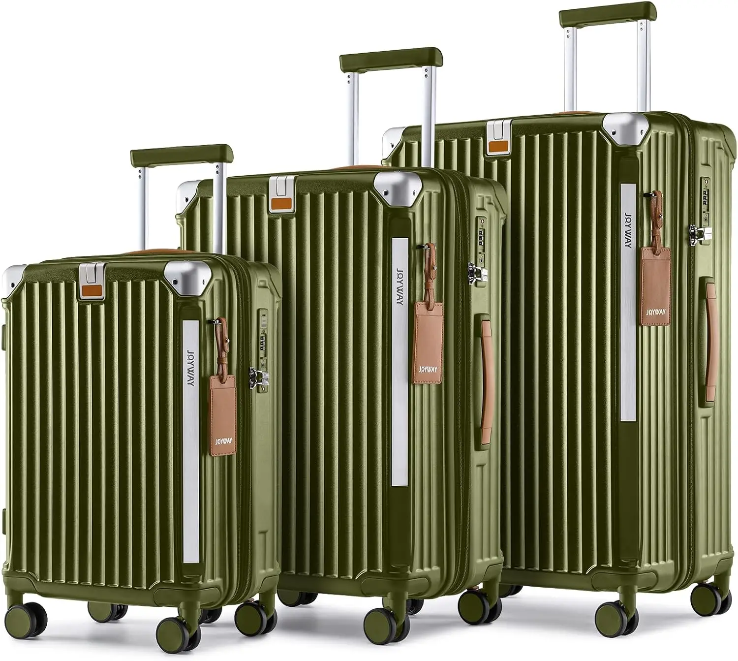 

3-Piece Expandable Hardside Luggage Set with Smart Cup Holder, USB Port, TSA Lock & Spinner Wheels in Dark Green