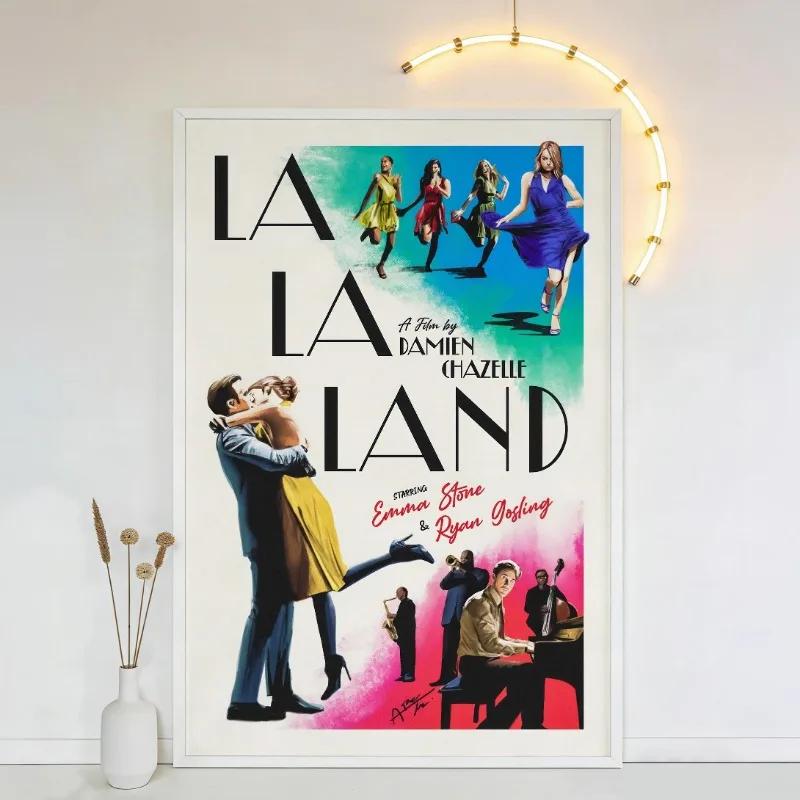 La La Land Music Classic Movie Posters and Prints Comedy Film Canvas Painting Wall Art Picture for Room Home Decor Couple Gift