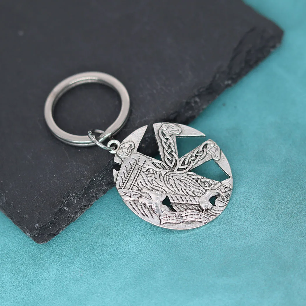 Kolovrat Slavic Pendant Amulet Sterling Keychain For Men Women Antique Silver Key Chains Talisman Jewelry Gift