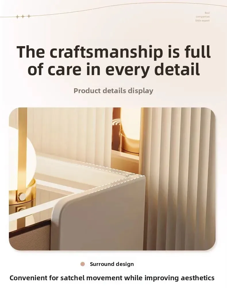 طاولة بجانب السرير ذكية فاخرة وحديثة مصنوعة من الخشب، باللونين الأبيض والأسود، وإضاءة LED حساسة للمس، ومكبر صوت بقفل بصمة الإصبع #6