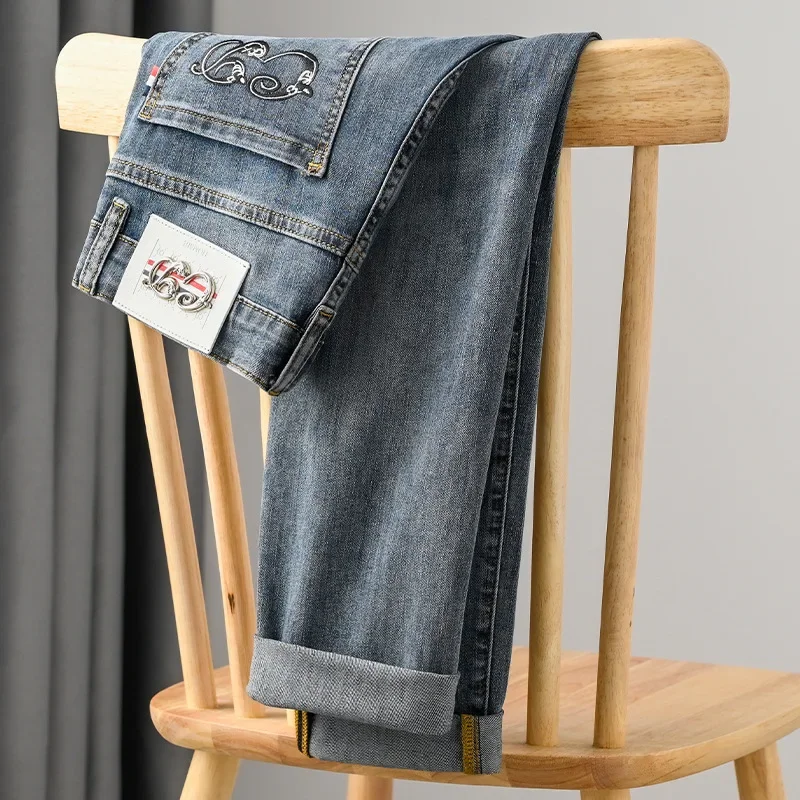 ربيع وصيف نمط جديد الرجال سليم صالح الجينز مرونة سراويل تقليدية العصرية تنوعا الراقية المألوف مستقيم الساق بنطلون #4