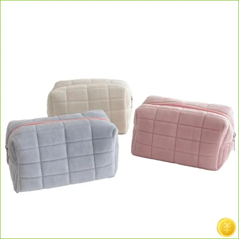 

3Pcs Large-Capacity Plush Cosmetic Bag Cute Student Storage Bag Soft Multifunctional Cosmetic Bag Storage Bag
