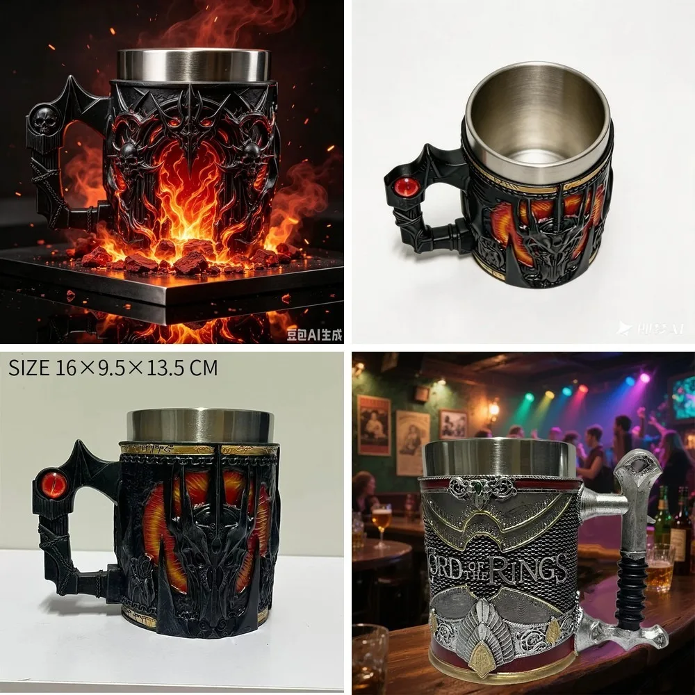 Taza de Cerveza/Café de 600 ml con Diseño de El Señor de los Anillos, Gran Capacidad, Estilo Medieval Europeo, Ideal para Regalo