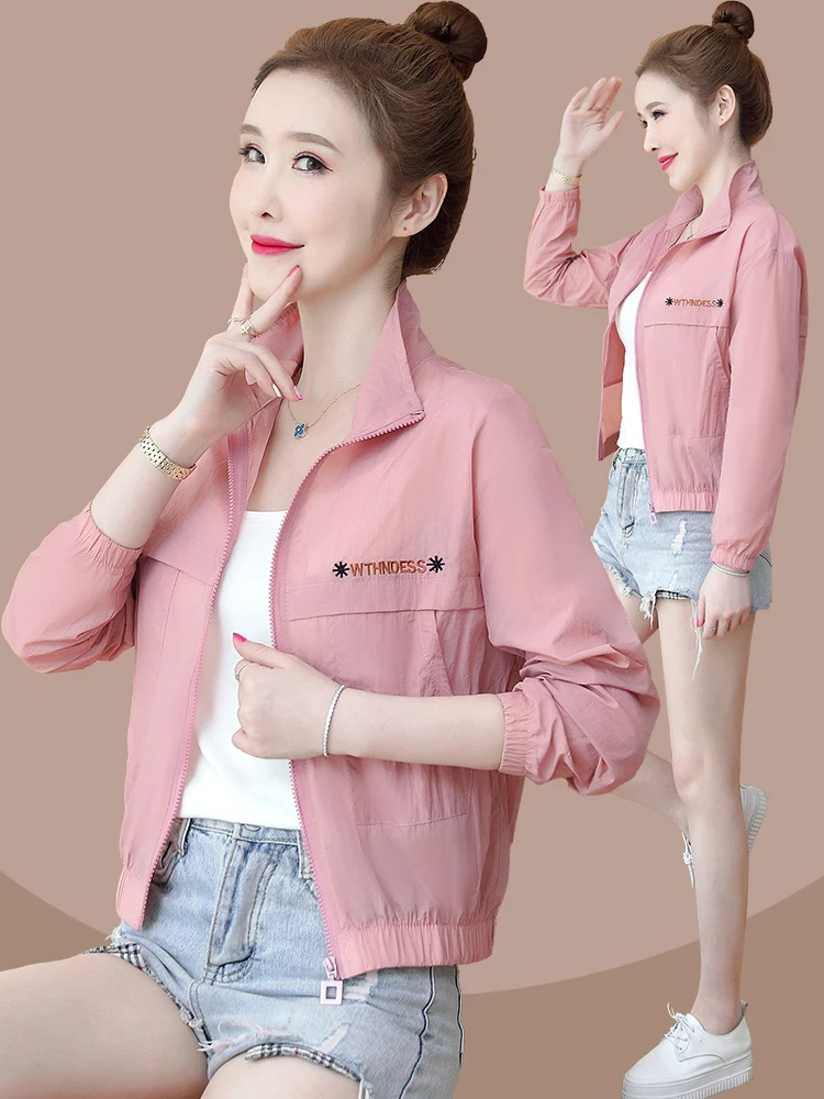 

Women's ort Ice Silk Sun Protection Clothing Lightweight Breathable Turn-down Collar Summer New Arrival Faion Outerwear