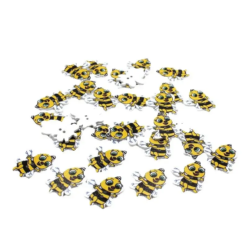 

30 шт., пуговицы с изображением пчелы, 2 отверстия, декоративные пуговицы, деревянные натуральные швейные аксессуары для скрапбукинга