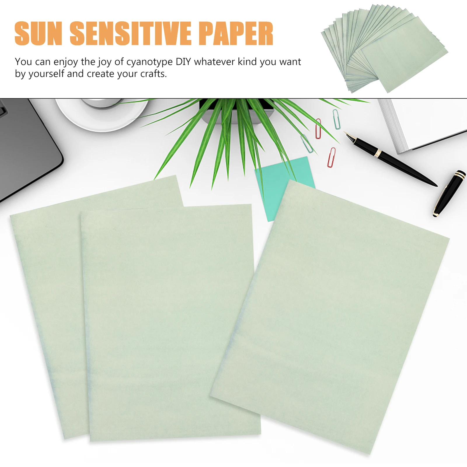 

32 Sheets Material Cyan Art Paper Set Painting Sun Sensitive Natural Fiber Nature Printing Materials Kit