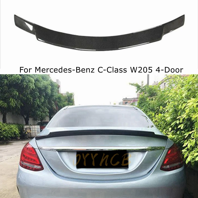 For Mercedes-Benz C-Class W205 4Door C180 C200 C250 C300 C450 C43 Sedan C74 Style Carbon Fiber Rear Spoiler Trunk Wing 2014-2021