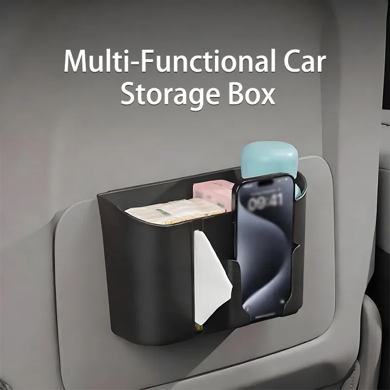 Car Seat Back Storage Box Collecting Bag Cards Key Water Cup Paste Box Multi-Functional Car Interior Rear Seat Organizer Holder