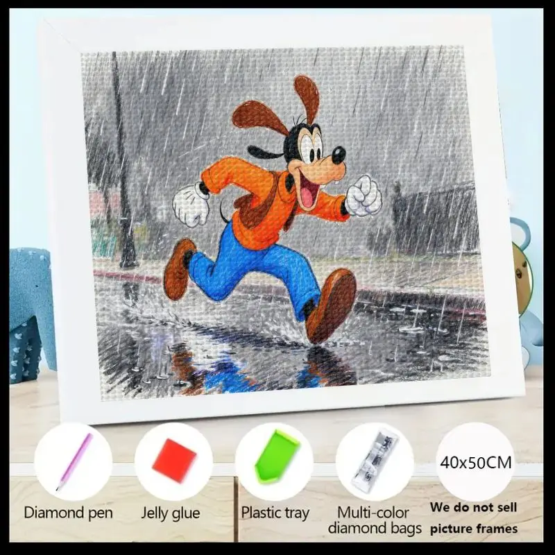 

1 шт., 40x50 см, Disney Goofy Running in Rain, 5D полный дрель, набор для алмазной живописи, набор для рукоделия с милой мультяшной собакой и животными для взрослых