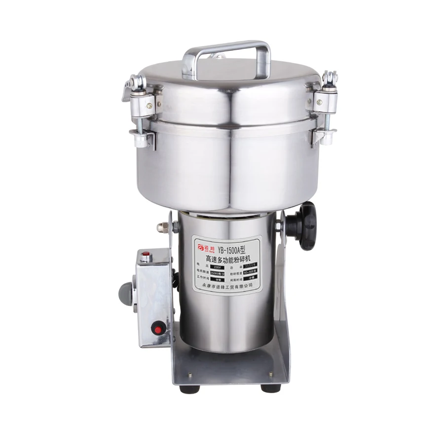 2025 신형 YB-1500A 전동 분말 분쇄기 스테인리스 스틸 분쇄기 1500g 로킹 분쇄기 (곡물/콩용)