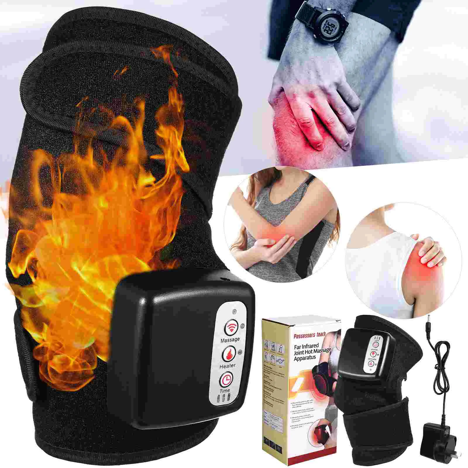 

Heated Knee Brace Electric Knee Heating Pad Massage Heat Knee Support Wrap with Adjustable Settings (AU Plug)