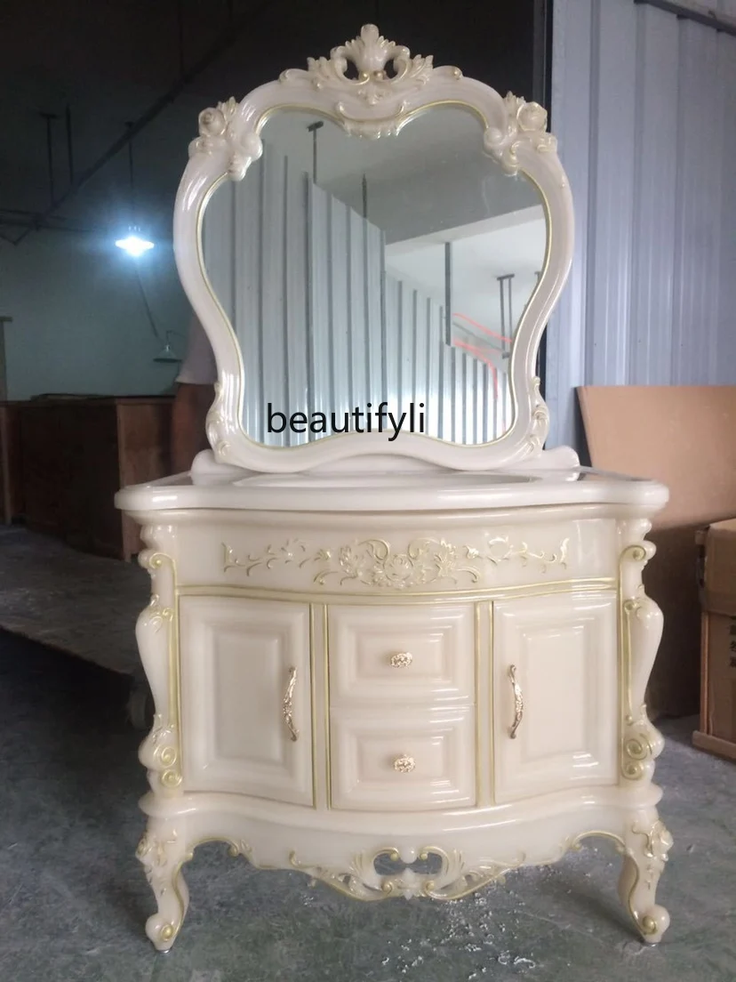 

All-jade European-style bathroom combination cabinet washing table light luxury integrated washbasin floor