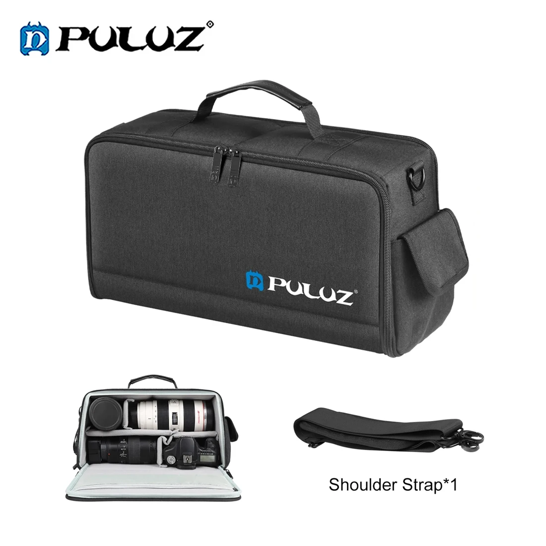 PULUZ Portable Camera Lens Storage Bag Outdoor Foldable Crossbody Shoulder Bag for DSLR Digital Cameras Lens Photography Bag