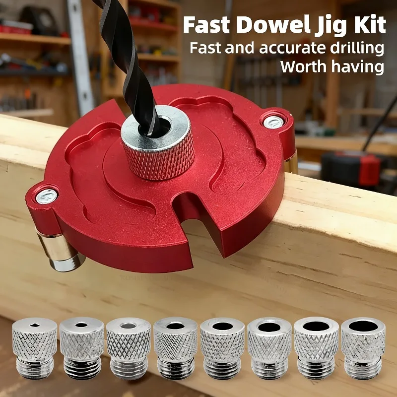 

Self Center Dowel Jig Handheld Drill Guide for Straight Holes Wood Panel Hole Puncher Locator Woodworking Joints Tool