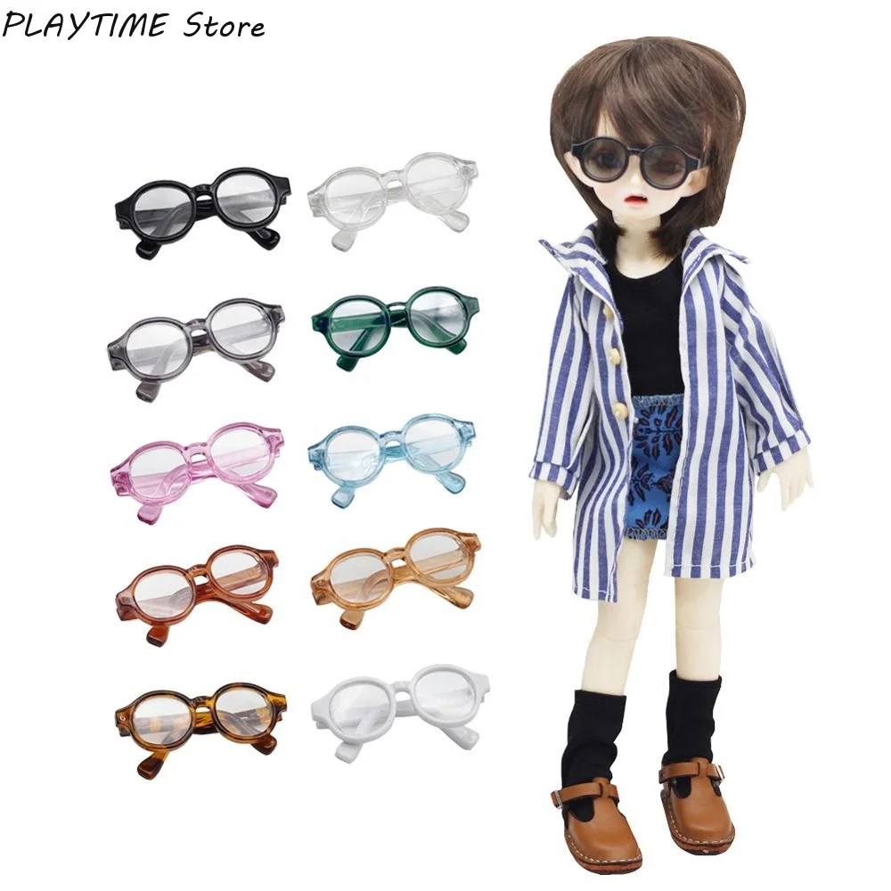 4.5cm Cute Plastic Doll Mini Glasses Miniature Multi-color Round Frame Glasses Clear Lens Eyeglasses Doll Accessory Toy