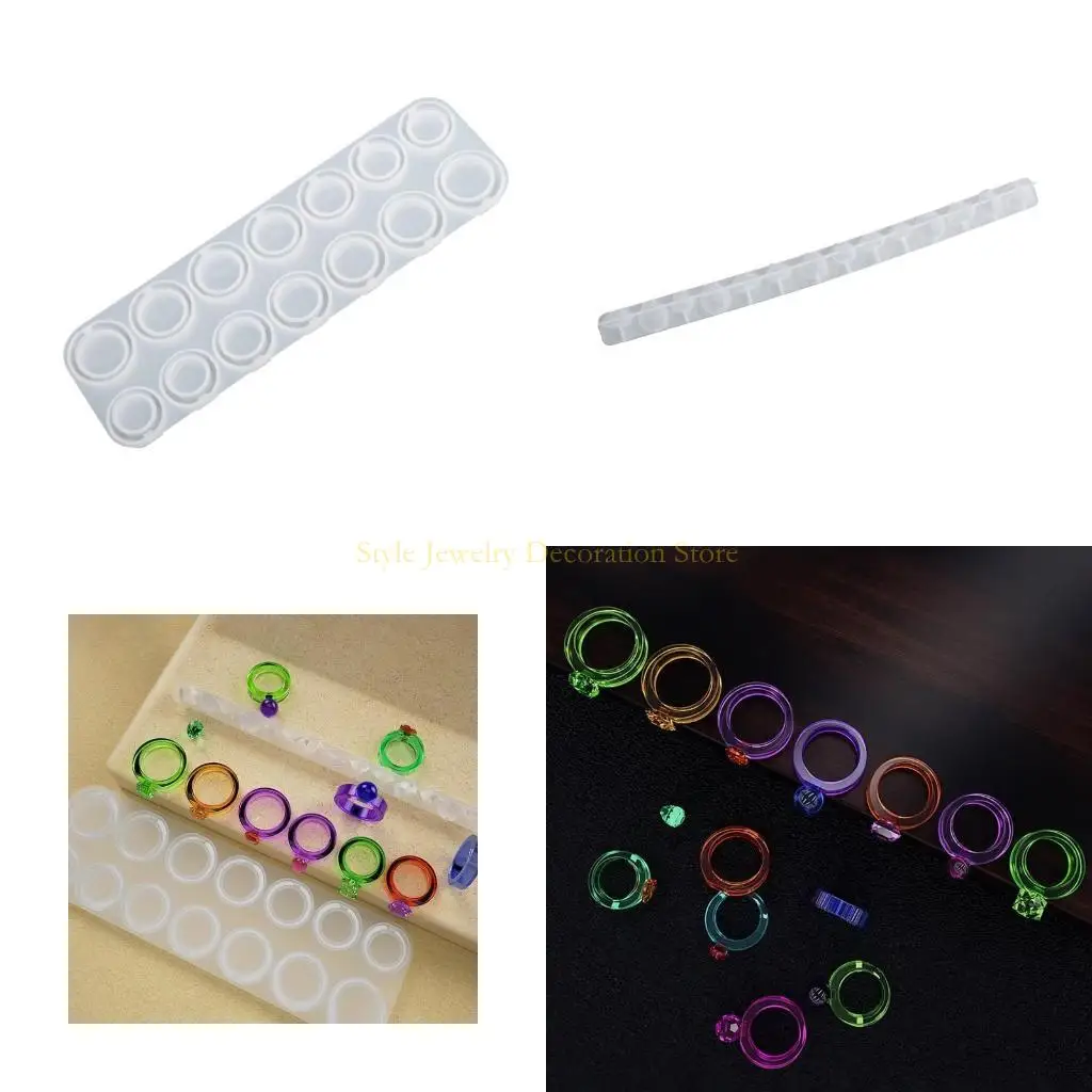 D46E Diy Crystal Epoxy Resin Abrasive Homemade Diamond Face Ring Silicone Mould