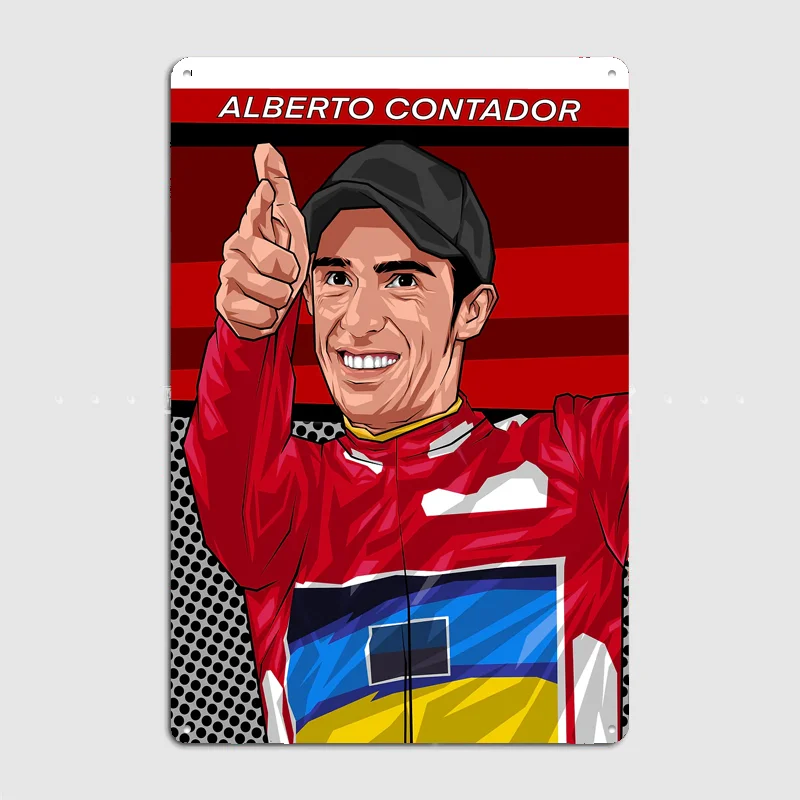 Alberto Contador Cycling Portrait Poster Retro Custom Sign Club Bar Indoor Wall Vintage Posters Room Decoration Home Decor