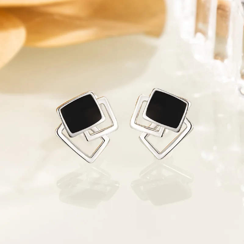 Simple Geometric Square Stud Earrings for Women